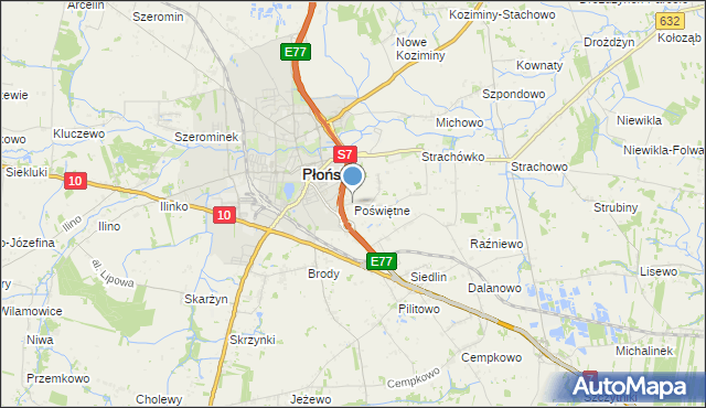 mapa Poświętne, Poświętne gmina Płońsk na mapie Targeo