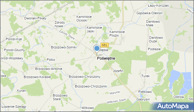 mapa Poświętne, Poświętne powiat białostocki na mapie Targeo