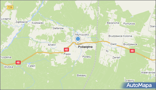 mapa Poświętne, Poświętne powiat opoczyński na mapie Targeo
