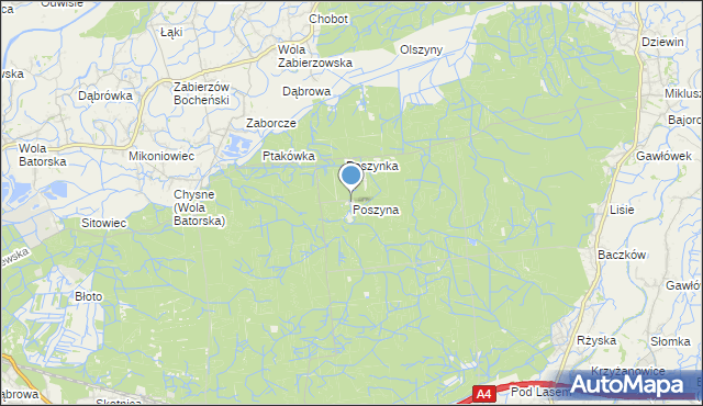 mapa Poszyna, Poszyna na mapie Targeo