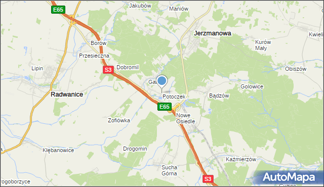 mapa Potoczek, Potoczek gmina Jerzmanowa na mapie Targeo