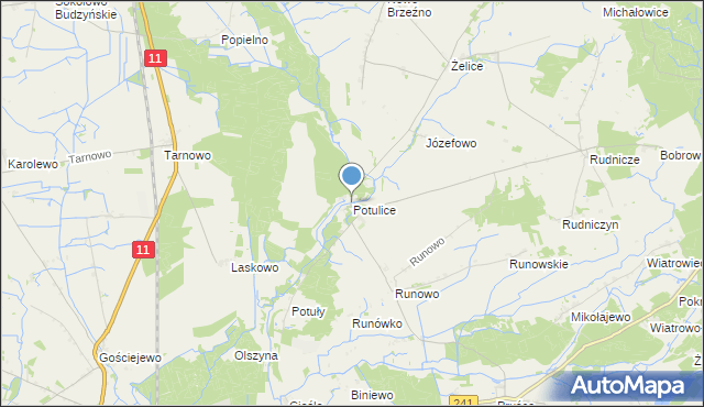 mapa Potulice, Potulice gmina Wągrowiec na mapie Targeo