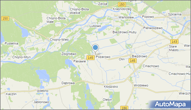 mapa Pożarowo, Pożarowo na mapie Targeo