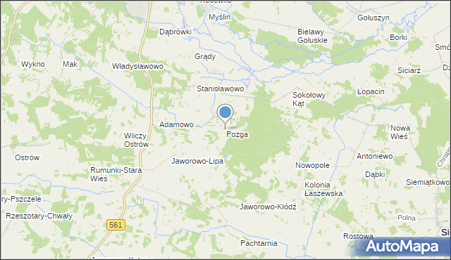 mapa Pozga, Pozga na mapie Targeo