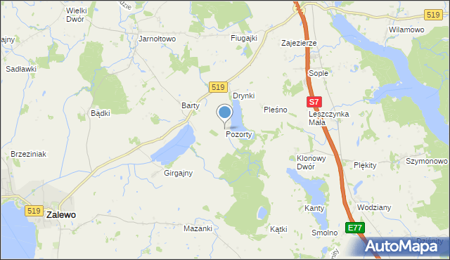 mapa Pozorty, Pozorty na mapie Targeo