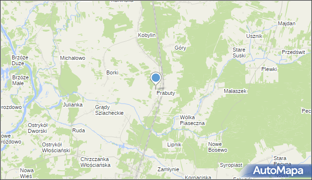 mapa Prabuty, Prabuty gmina Długosiodło na mapie Targeo