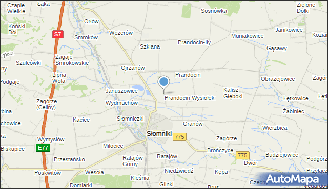 mapa Prandocin-Wysiołek, Prandocin-Wysiołek na mapie Targeo