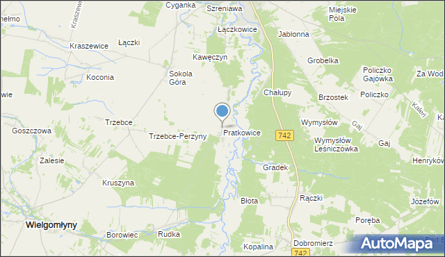 mapa Pratkowice, Pratkowice na mapie Targeo