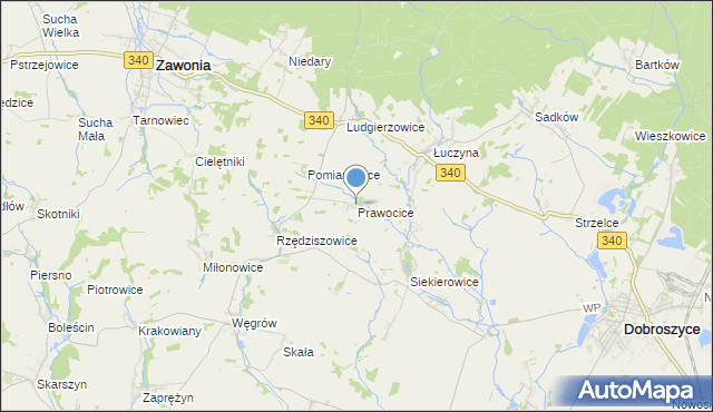 mapa Prawocice, Prawocice na mapie Targeo