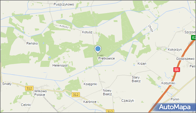 mapa Prętkowice, Prętkowice na mapie Targeo