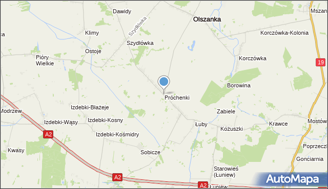 mapa Próchenki, Próchenki na mapie Targeo
