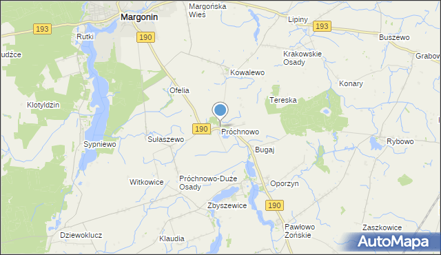 mapa Próchnowo, Próchnowo gmina Margonin na mapie Targeo
