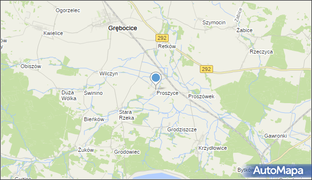 mapa Proszyce, Proszyce na mapie Targeo