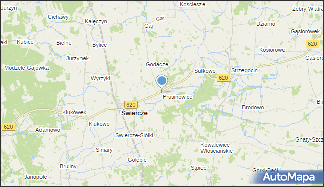 mapa Prusinowice, Prusinowice gmina Świercze na mapie Targeo