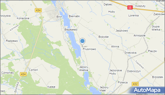 mapa Prusinowo, Prusinowo gmina Kórnik na mapie Targeo