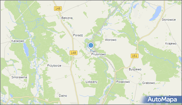 mapa Prusinowo, Prusinowo gmina Łobez na mapie Targeo