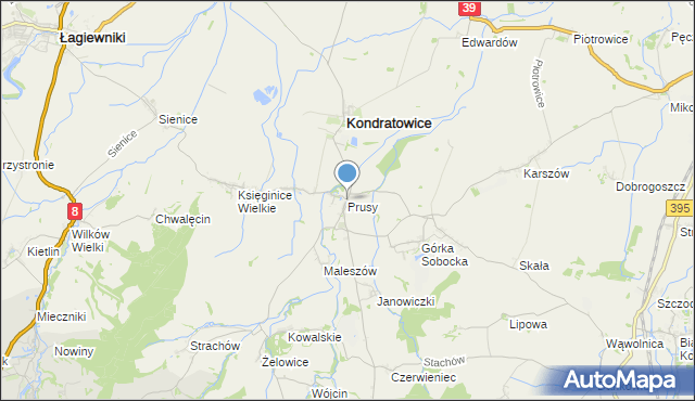 mapa Prusy, Prusy gmina Kondratowice na mapie Targeo