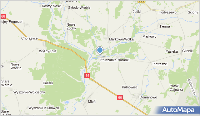mapa Pruszanka-Baranki, Pruszanka-Baranki na mapie Targeo
