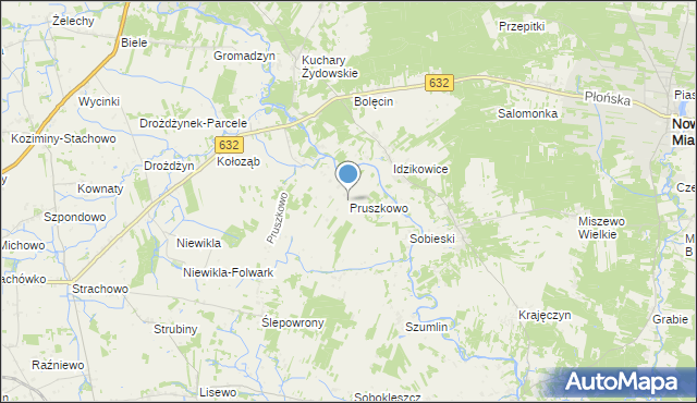 mapa Pruszkowo, Pruszkowo gmina Sochocin na mapie Targeo