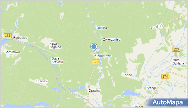 mapa Przeborowo, Przeborowo na mapie Targeo