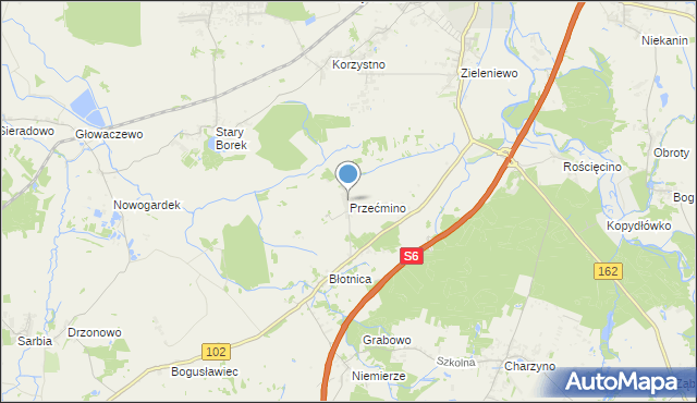 mapa Przećmino, Przećmino na mapie Targeo