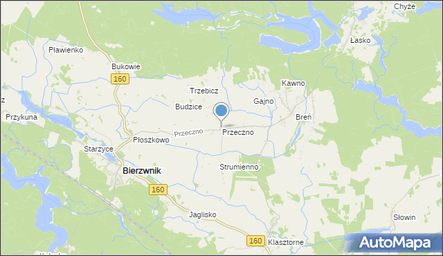 mapa Przeczno, Przeczno gmina Bierzwnik na mapie Targeo