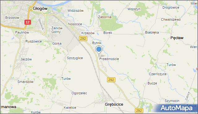 mapa Przedmoście, Przedmoście gmina Głogów na mapie Targeo