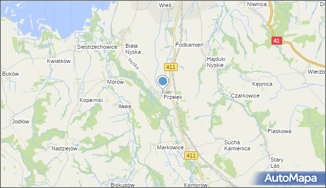 mapa Przełęk, Przełęk gmina Nysa na mapie Targeo