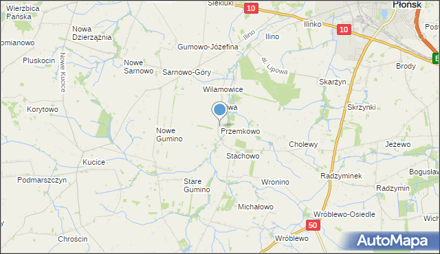 mapa Przemkowo, Przemkowo gmina Dzierzążnia na mapie Targeo