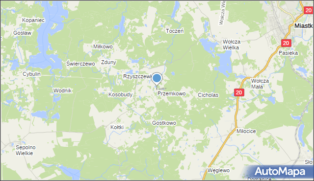 mapa Przemkowo, Przemkowo gmina Miastko na mapie Targeo