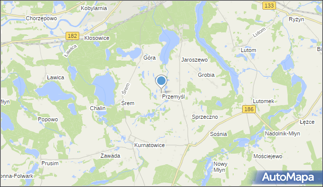 mapa Przemyśla, Przemyśl gmina Sieraków na mapie Targeo