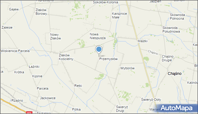 mapa Przemysłów, Przemysłów gmina Chąśno na mapie Targeo