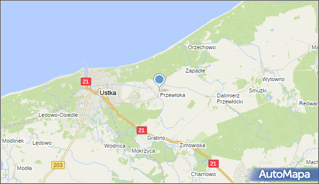 mapa Przewłoka, Przewłoka gmina Ustka na mapie Targeo
