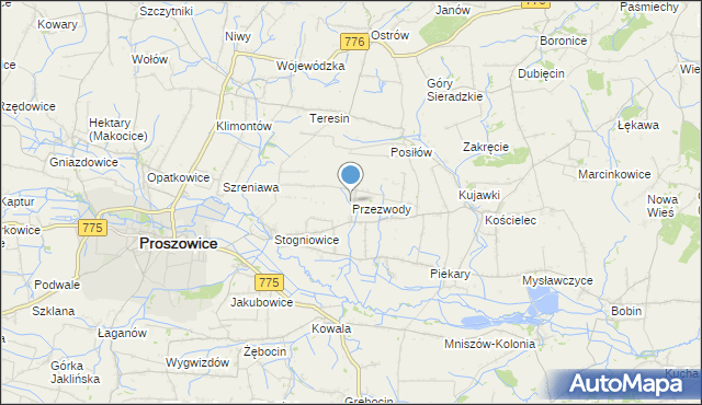 mapa Przezwody, Przezwody gmina Proszowice na mapie Targeo