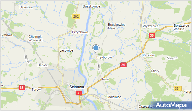mapa Przyborów, Przyborów gmina Wińsko na mapie Targeo