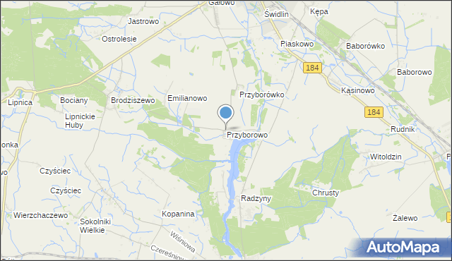 mapa Przyborowo, Przyborowo gmina Szamotuły na mapie Targeo