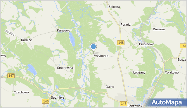 mapa Przyborze, Przyborze gmina Łobez na mapie Targeo