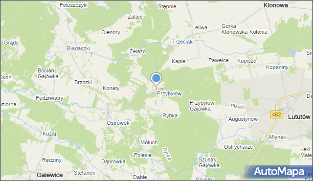 mapa Przybyłów, Przybyłów gmina Galewice na mapie Targeo