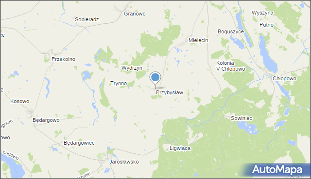 mapa Przybysław, Przybysław gmina Krzęcin na mapie Targeo
