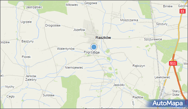 mapa Przybysławice, Przybysławice gmina Raszków na mapie Targeo