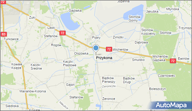 mapa Przykona, Przykona na mapie Targeo