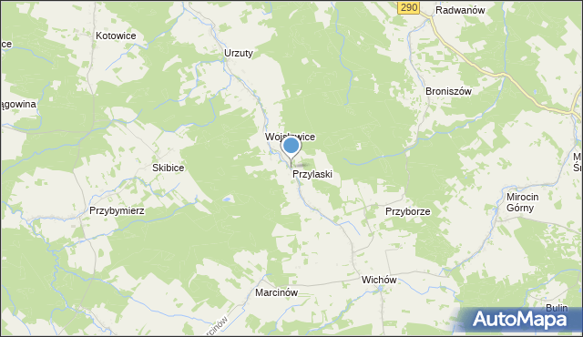 mapa Przylaski, Przylaski gmina Brzeźnica na mapie Targeo