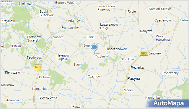 mapa Przylaski, Przylaski gmina Pacyna na mapie Targeo