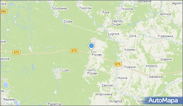 mapa Przyłęk, Przyłęk gmina Niwiska na mapie Targeo