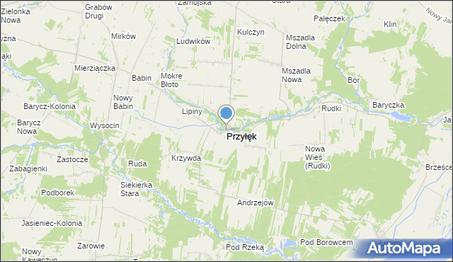 mapa Przyłęk, Przyłęk powiat zwoleński na mapie Targeo