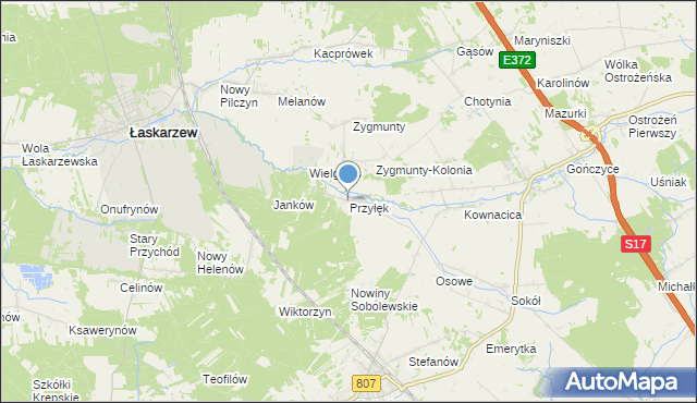 mapa Przyłęk, Przyłęk gmina Sobolew na mapie Targeo