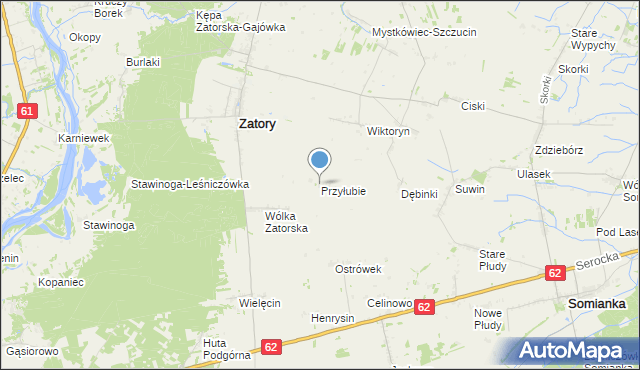 mapa Przyłubie, Przyłubie gmina Zatory na mapie Targeo
