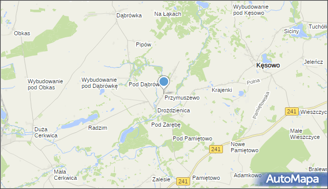 mapa Przymuszewo, Przymuszewo gmina Kęsowo na mapie Targeo