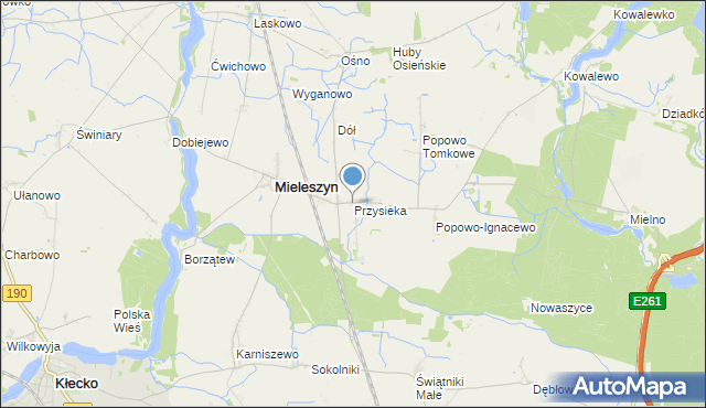 mapa Przysieka, Przysieka gmina Mieleszyn na mapie Targeo