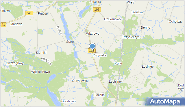 mapa Przysieka, Przysieka gmina Wągrowiec na mapie Targeo